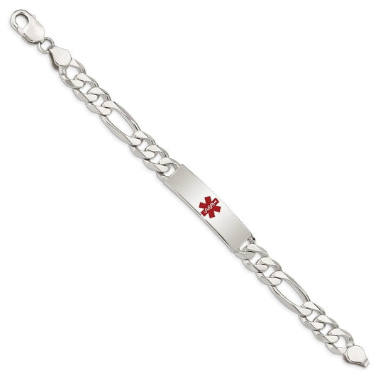 Sterling Silver Polished Medical Figaro Anchor Link ID Bracelet XSM173
