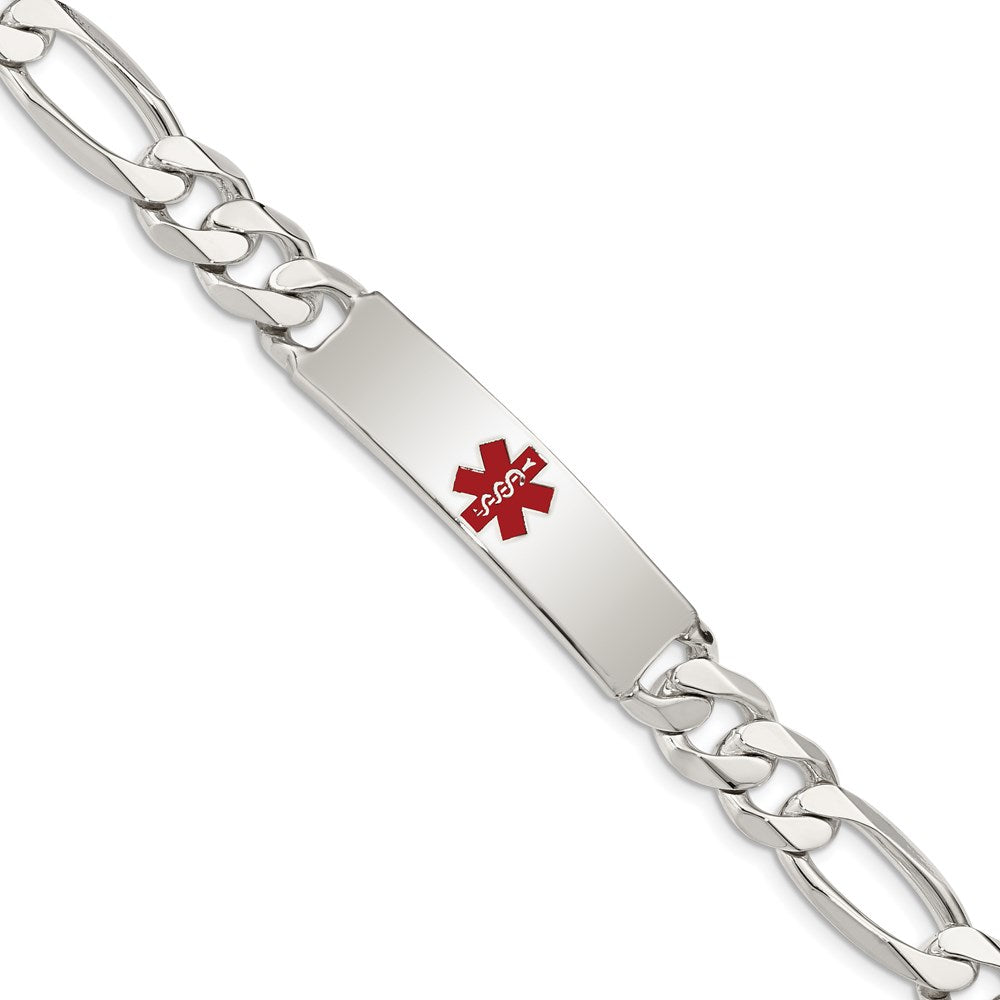 Sterling Silver Polished Medical Figaro Anchor Link ID Bracelet XSM173