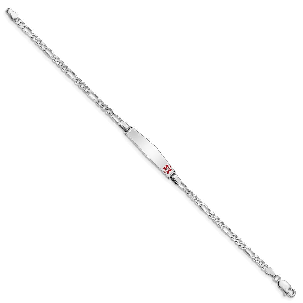 Sterling Silver Rhodium-plated Medical ID Figaro Link Bracelet XSM19
