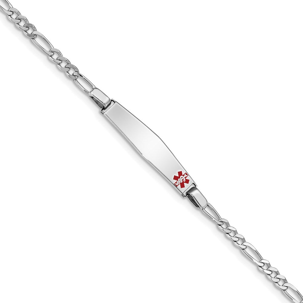 Sterling Silver Rhodium-plated Medical ID Figaro Link Bracelet XSM19