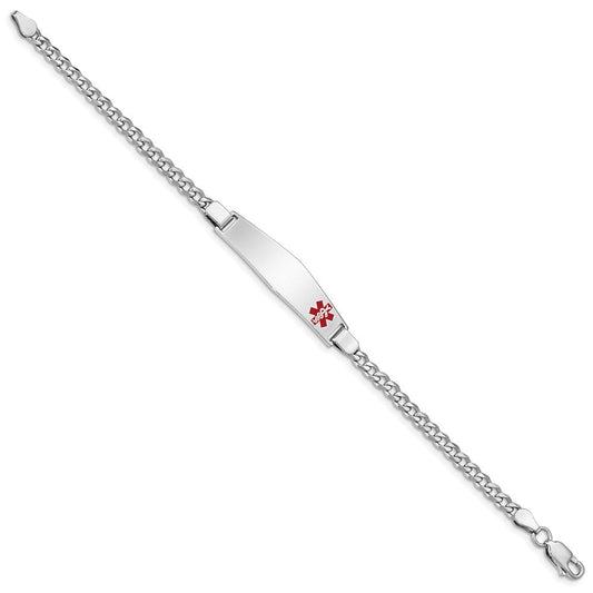 Sterling Silver Rhodium-plated Medical ID Curb Link Bracelet XSM21