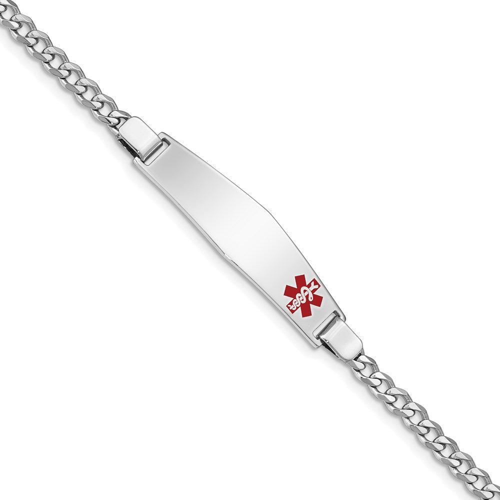 Sterling Silver Rhodium-plated Medical ID Curb Link Bracelet XSM21