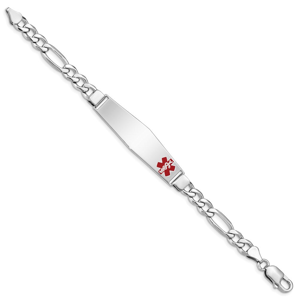 Sterling Silver Rhodium-plated Medical ID Figaro Link Bracelet XSM25