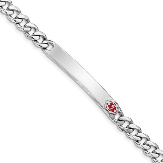 Sterling Silver Rhodium-plated Medical ID Curb Link Bracelet XSM27