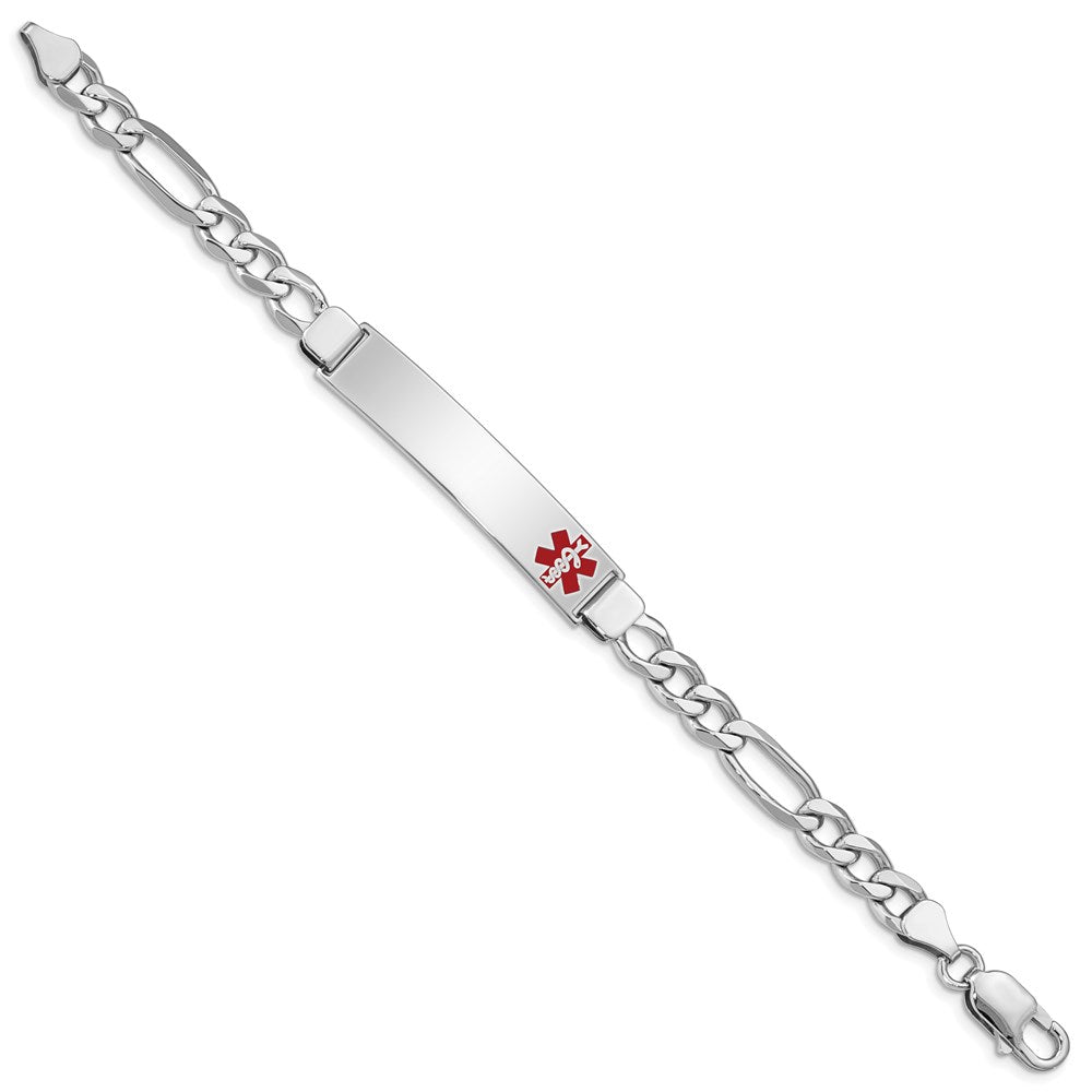 Sterling Silver Rhodium-plated Medical ID Figaro Link Bracelet XSM31