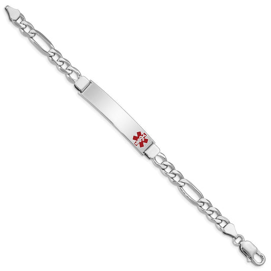 Sterling Silver Rhodium-plated Medical ID Figaro Link Bracelet XSM31