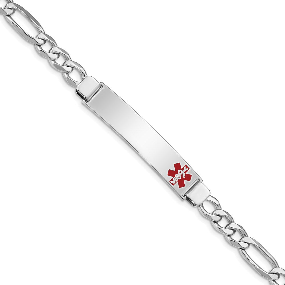 Sterling Silver Rhodium-plated Medical ID Figaro Link Bracelet XSM31