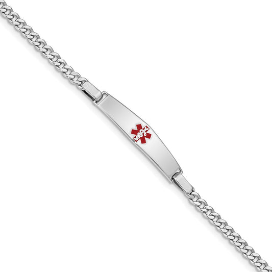 Sterling Silver Rhodium-plated Medical ID Curb Link Bracelet XSM42