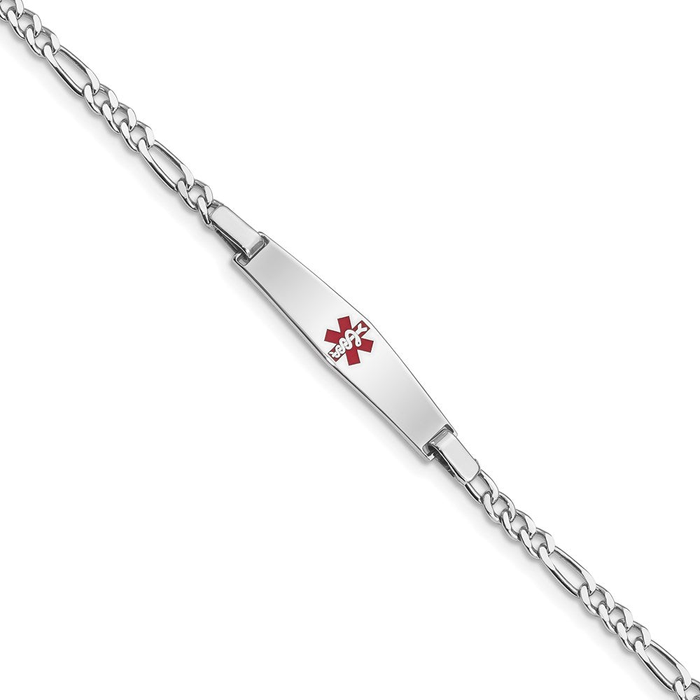 Sterling Silver Rhodium-plated Medical ID Figaro Link Bracelet XSM43