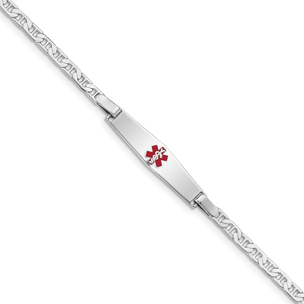Sterling Silver Rhodium-plated Medical ID Anchor Link Bracelet XSM44