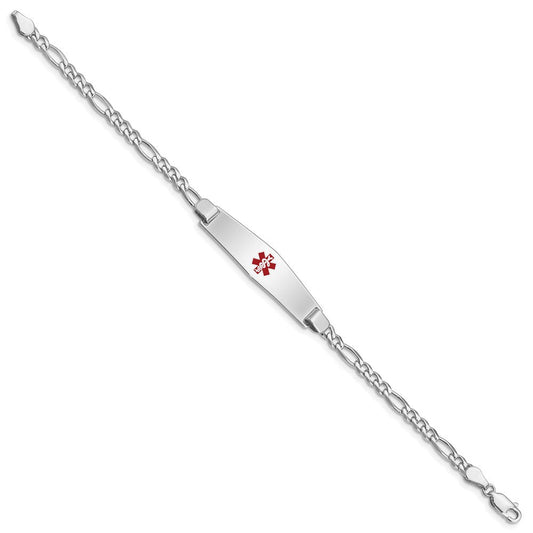 Sterling Silver Rhodium-plated Medical ID Figaro Link Bracelet XSM46