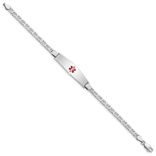 Sterling Silver Rhodium-plated Medical ID Anchor Link Bracelet XSM47