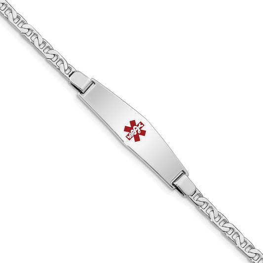 Sterling Silver Rhodium-plated Medical ID Anchor Link Bracelet XSM47