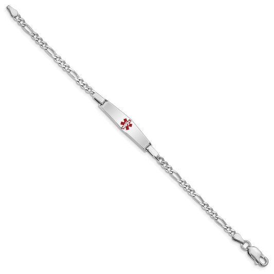 Sterling Silver Rhod-plated Children's Medical ID Bracelet w/Figaro XSM56