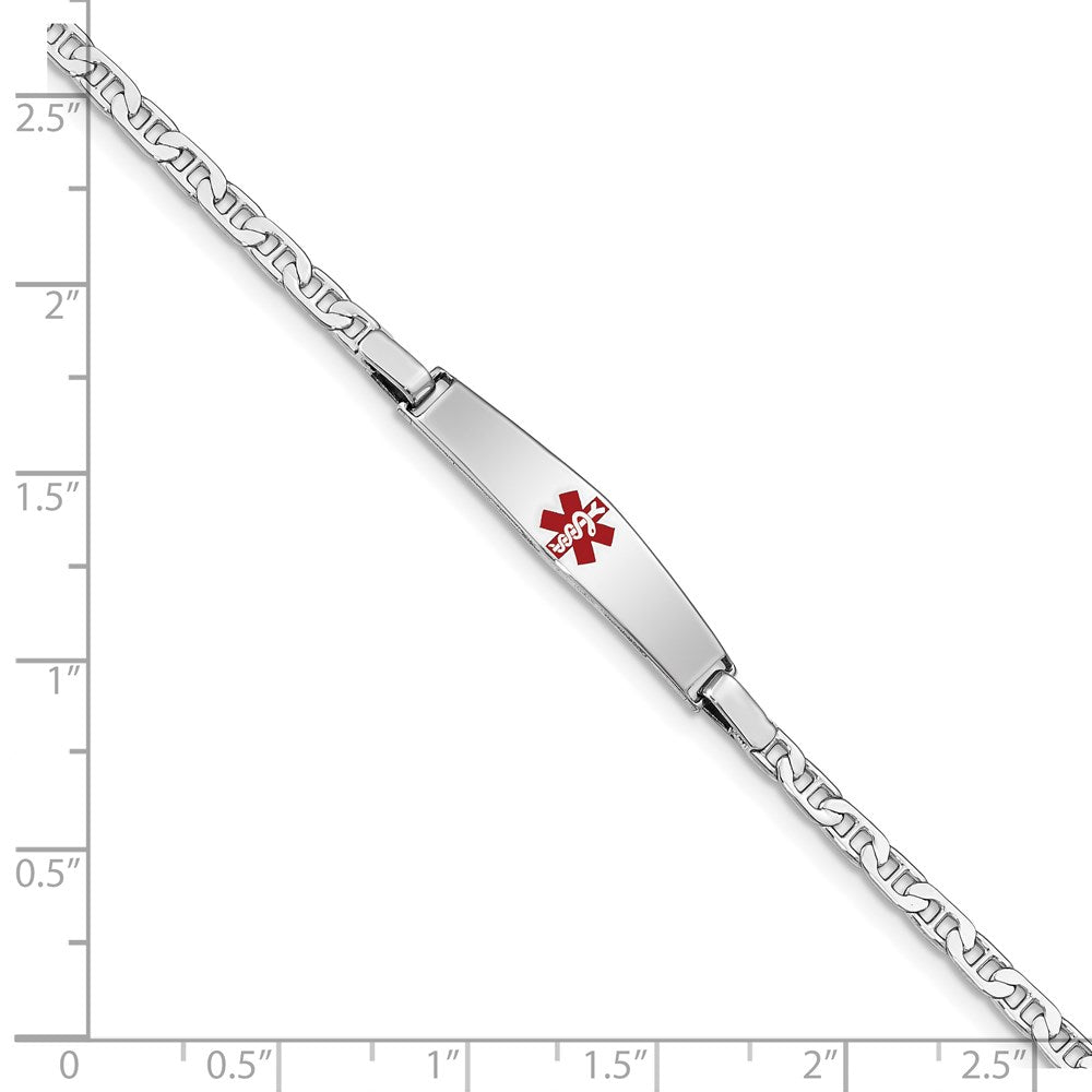 Sterling Silver Rhod-plated Children's Medical ID Anchor Link Bracelet XSM58