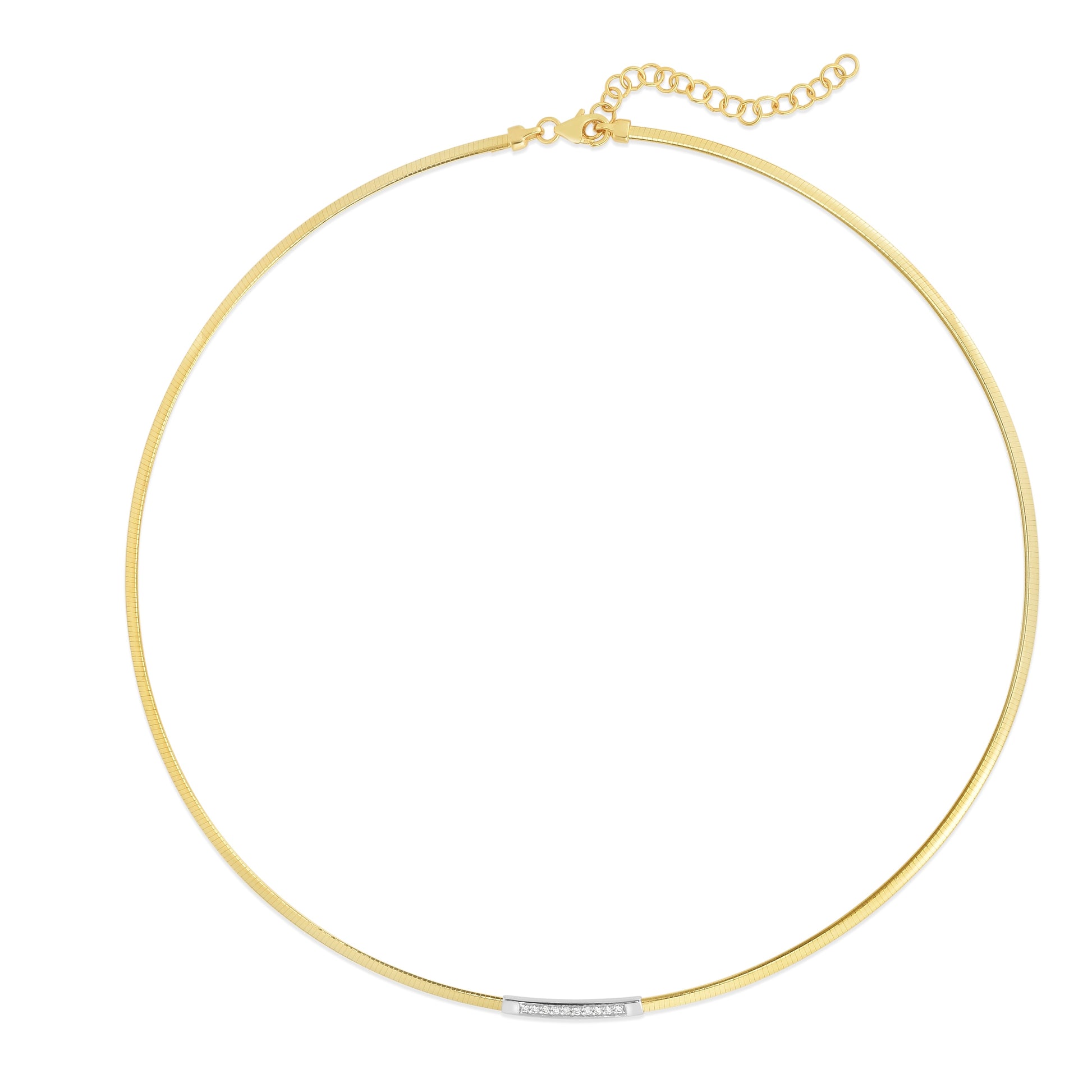 Royal Chain 14K Gold Skinny Omega Diamond Bar Necklace YWRC14361