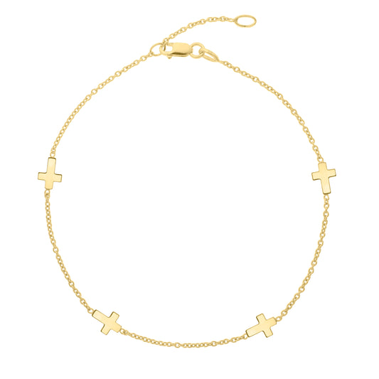 Royal Chain 10K Sideways Cross Anklet ZC16415