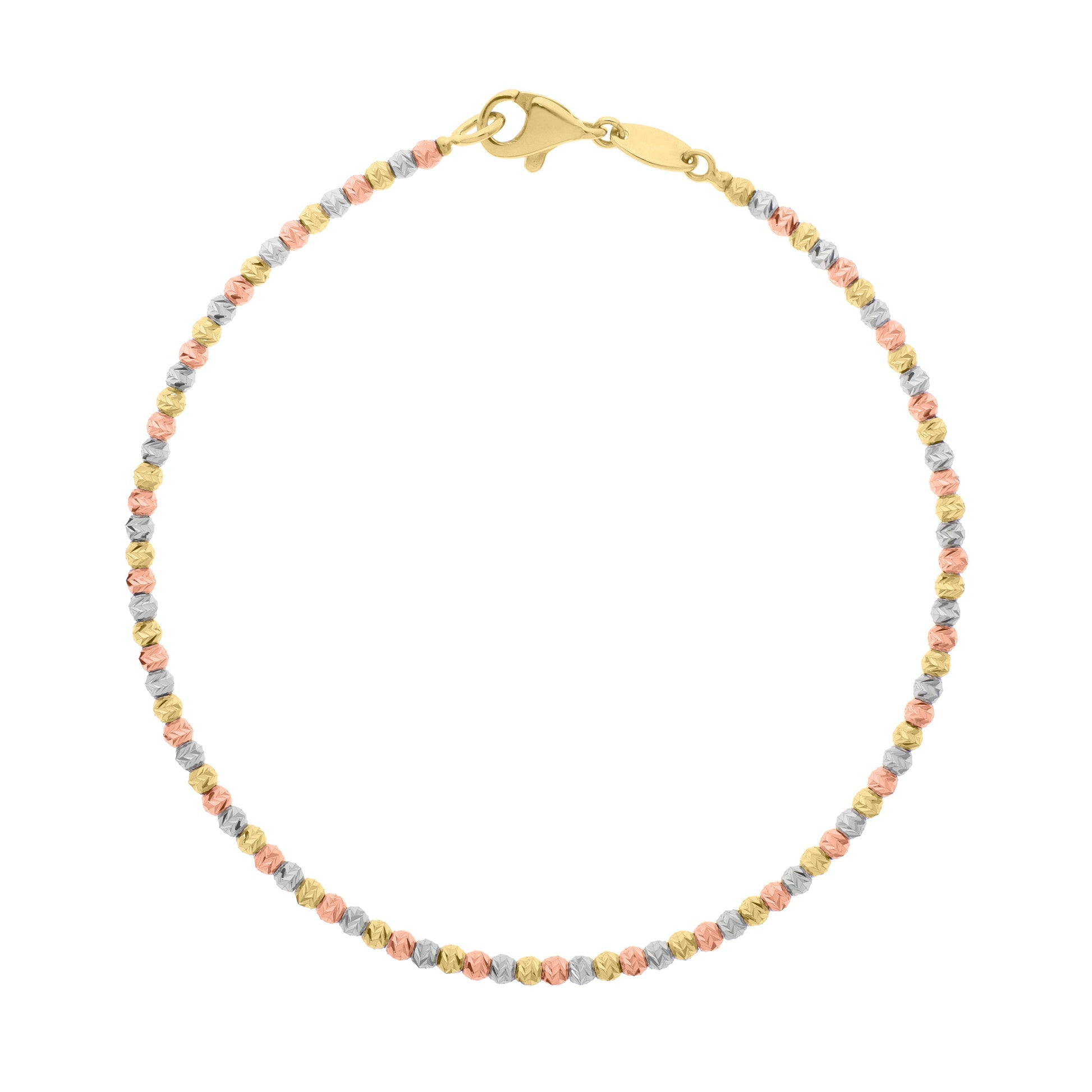 Royal Chain 10K Tricolor Bead Bracelet ZMRC12044