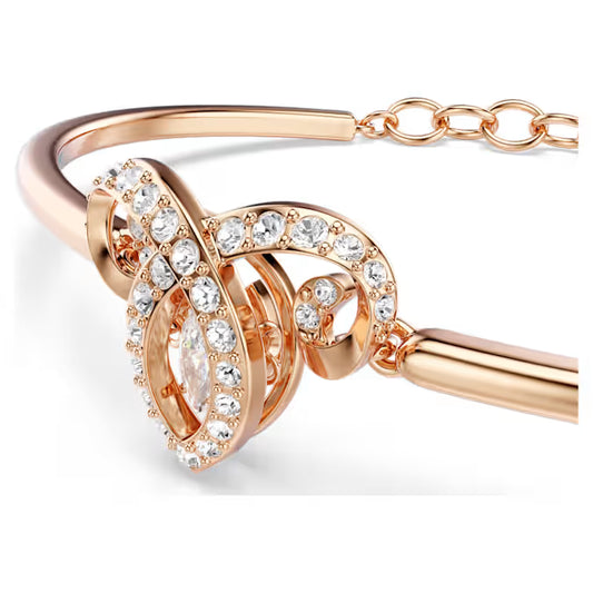 Chinese Zodiac bangle Mixed cuts, White, 18K Rose Gold Finish