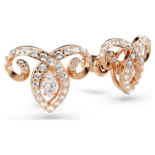 Chinese Zodiac stud earrings Mixed cuts, White, 18K rose gold finish