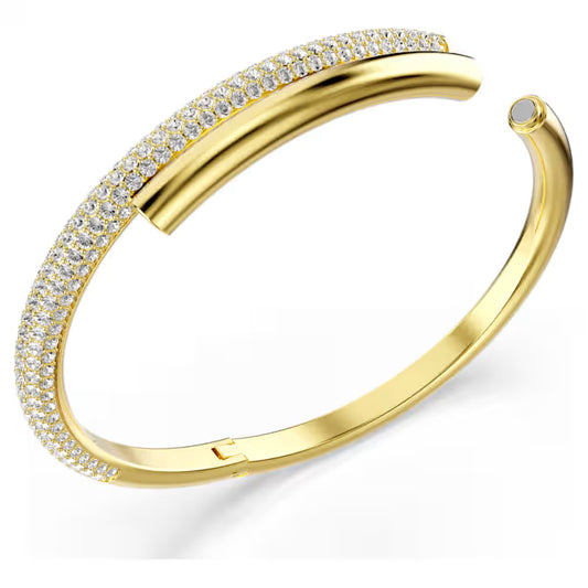 Dextera bangle, Magnetic closure, White, 18K gold finish