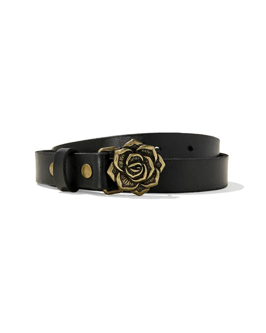 Rose Buckle Belt in Black Leather 196088042534