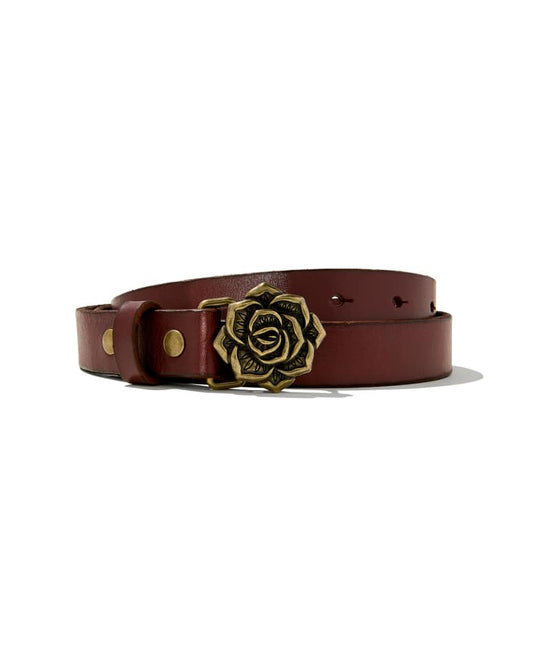 Rose Buckle Belt in Cognac Leather 196088042596