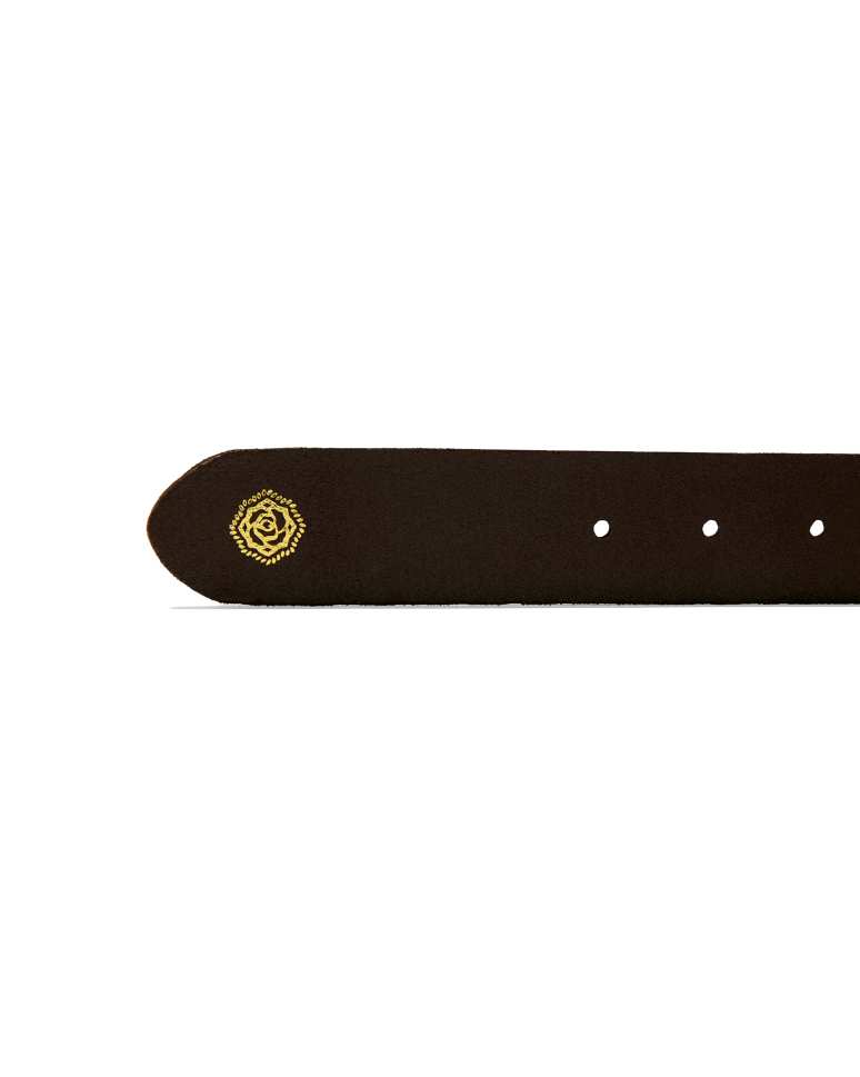 Hammered Buckle Belt in Chocolate Leather 196088042633
