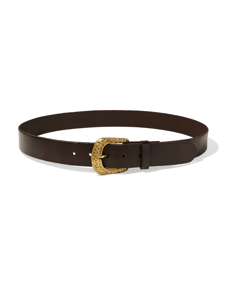 Hammered Buckle Belt in Chocolate Leather 196088042633