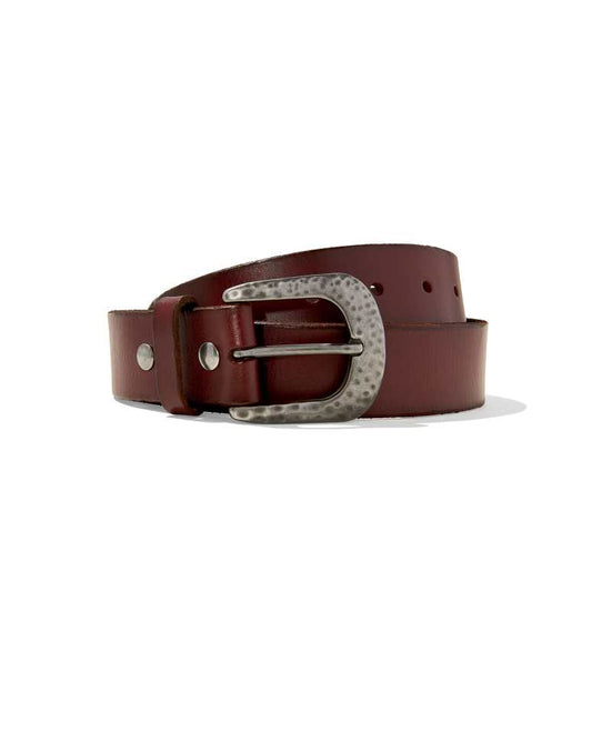 Hammered Buckle Belt in Cognac Leather 196088042664