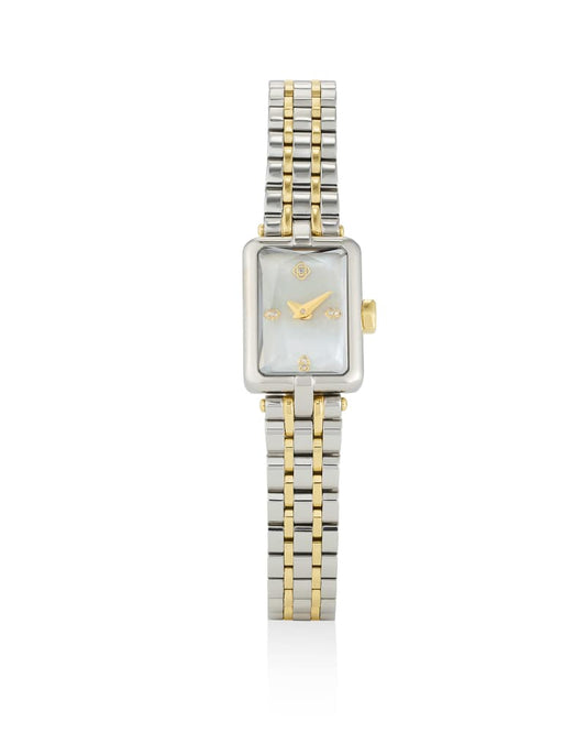 Adela Two Tone Stainless Steel Watch in Ivory Mother-of-Pearl 9608873256