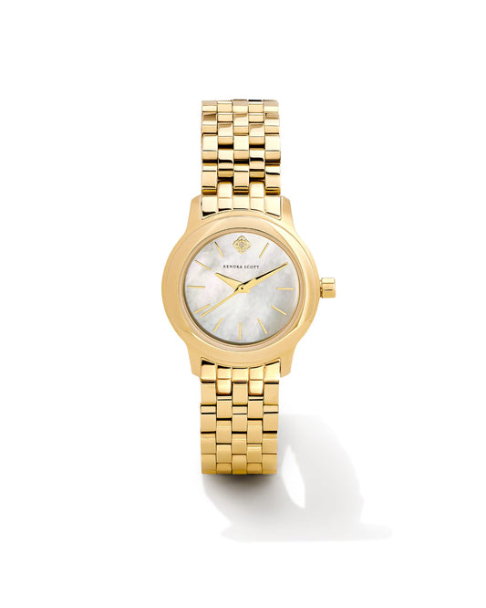 Alex Gold Tone Stainless Steel 28mm Watch in Ivory Mother-of-Pearl 9608803562