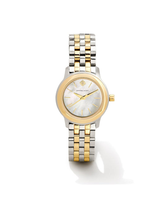 Alex Two Tone Stainless Steel 28mm Watch in Ivory Mother-of-Pearl 9608803563