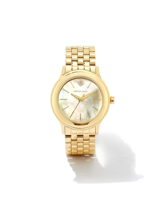 Alex Gold Tone Stainless Steel 35mm Watch in Ivory Mother-of-Pearl 9608801629