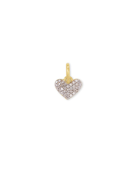 Ari Pave Heart in Sterling Silver & 18k Gold Vermeil Charm in White Diamond