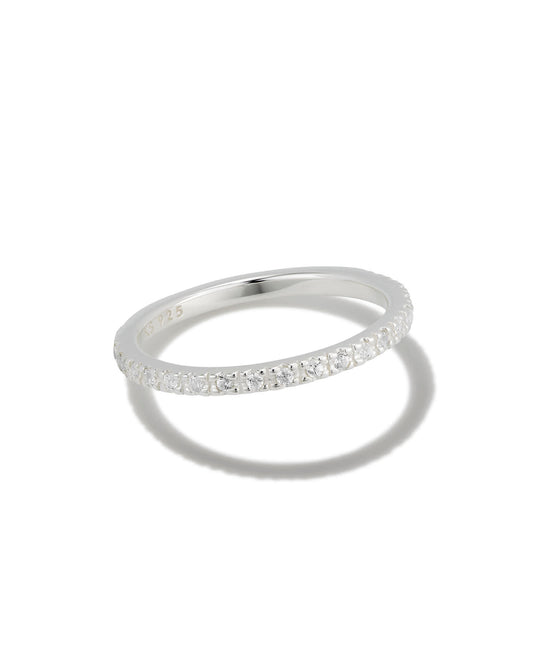 Arynn Sterling Silver Band Ring in White Sapphire 196088595788