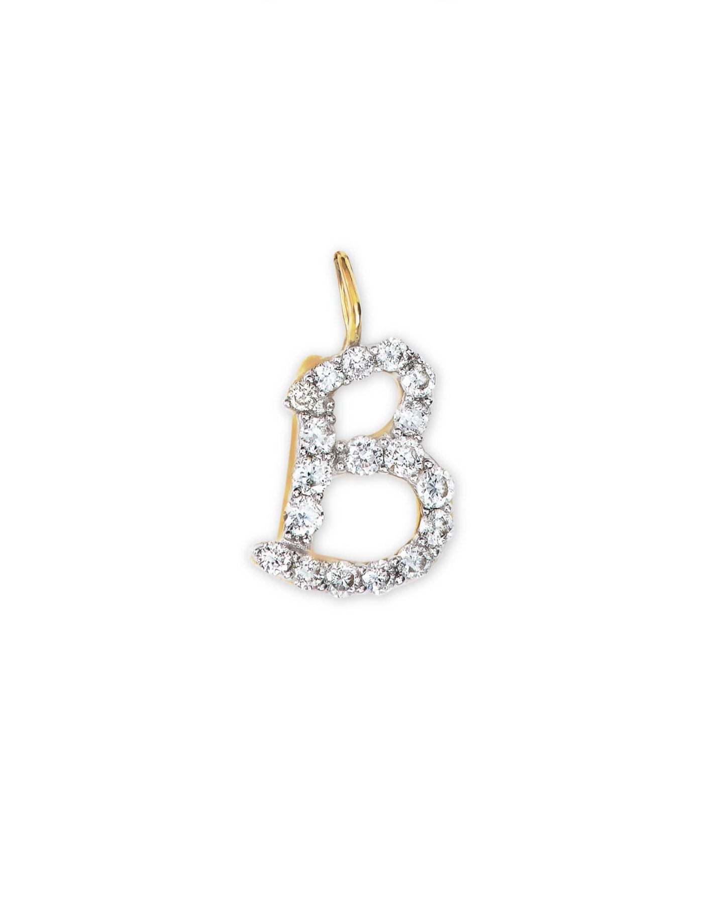 14k Yellow Gold Letter Charm in White Diamond