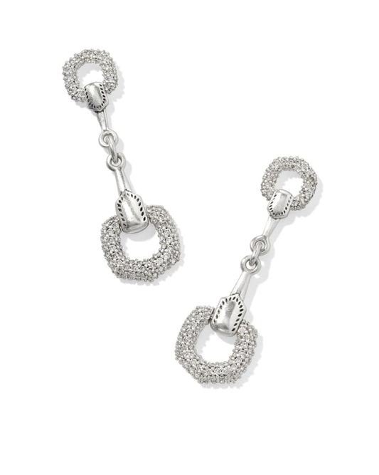 Kendra Scott Beau Vintage Silver Pave Linear Earrings in White CZ 