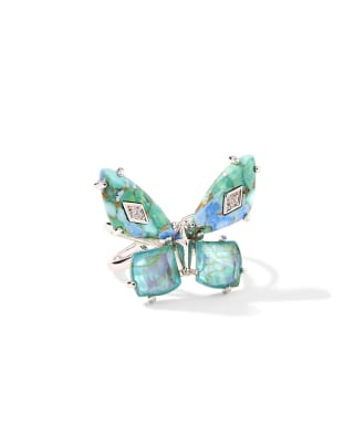 Bianca Butterfly Silver Cocktail Ring 196088816586
