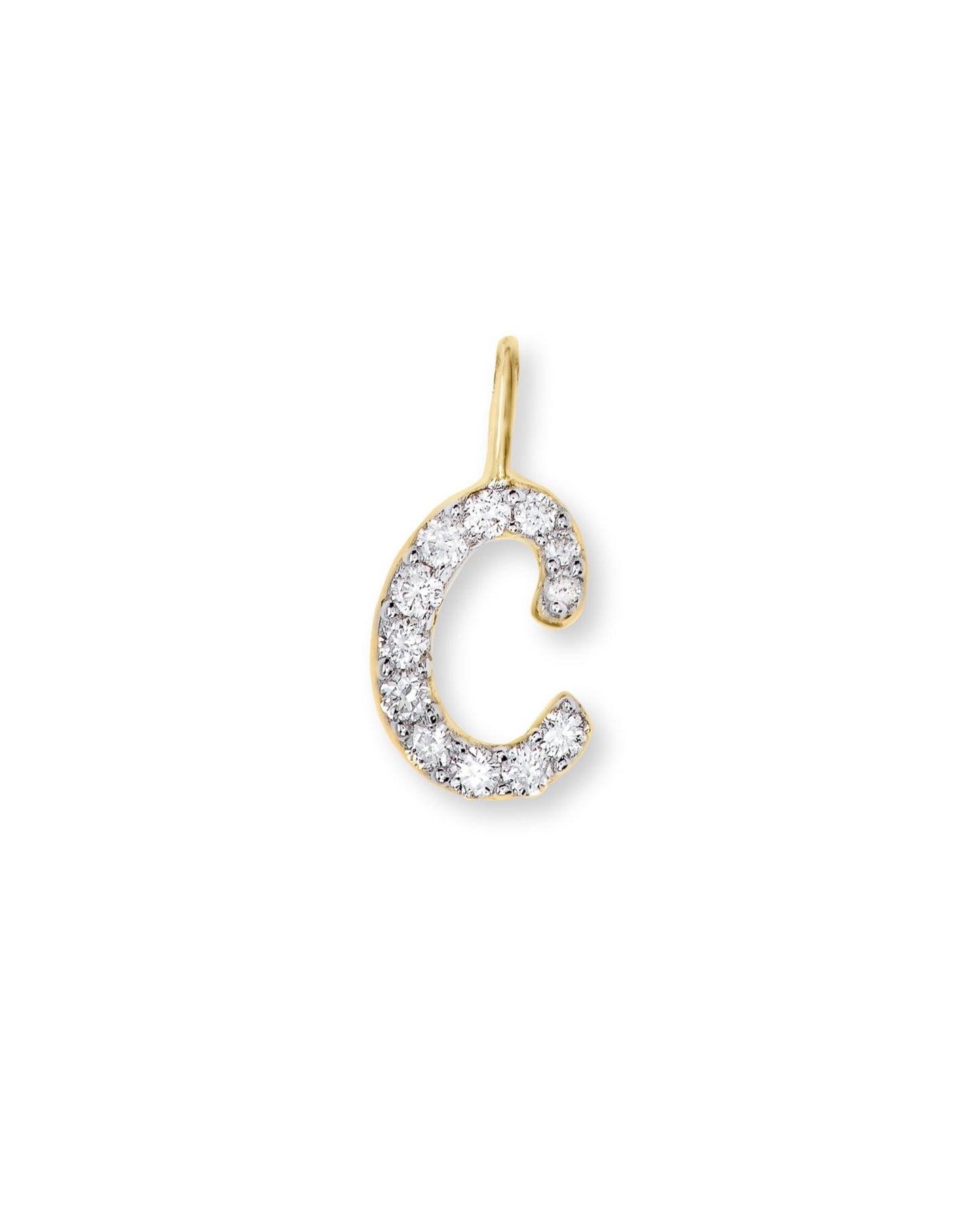 14k Yellow Gold Letter Charm in White Diamond