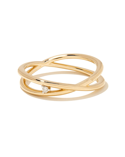 Caroline 14k Yellow Gold Band Ring in White Diamond 196088557090