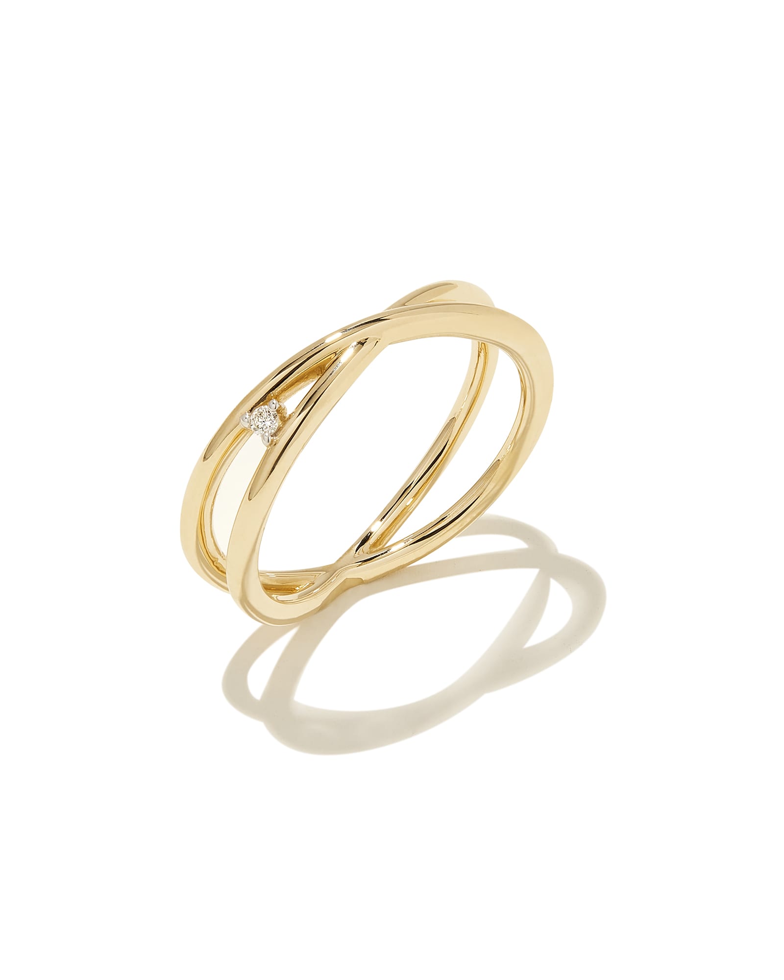 Caroline 14k Yellow Gold Band Ring in White Diamond 196088557090
