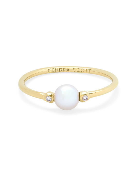 Cathleen 14k Yellow Gold Band Ring Freshwater Cultured Pearl 842177043417