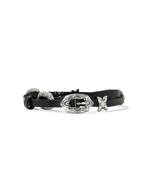 Concho Thin Belt in Black Leather 196088042701
