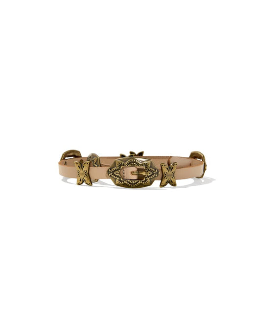 Concho Thin Belt in Taupe Leather 196088042732