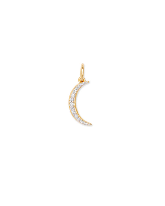 Crescent Moon in 18k Gold Vermeil & Sterling Silver Charm in White Diamond