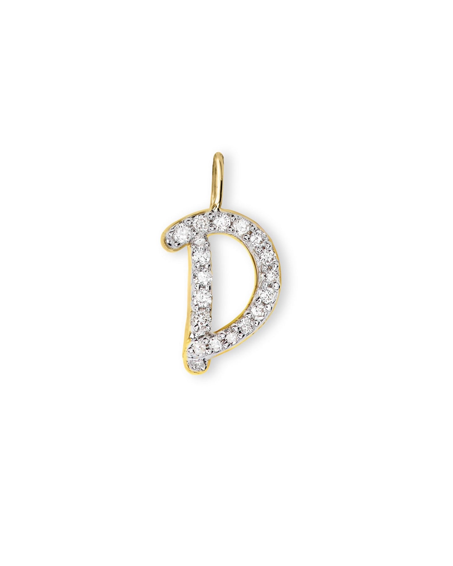 14k Yellow Gold Letter Charm in White Diamond