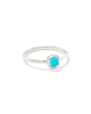 Davie Sterling Silver Band Ring in Turquoise 196088015033