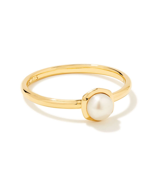 Davie Pearl 18k Gold Vermeil Band Ring in Freshwater Cultured Pearl 196088551494