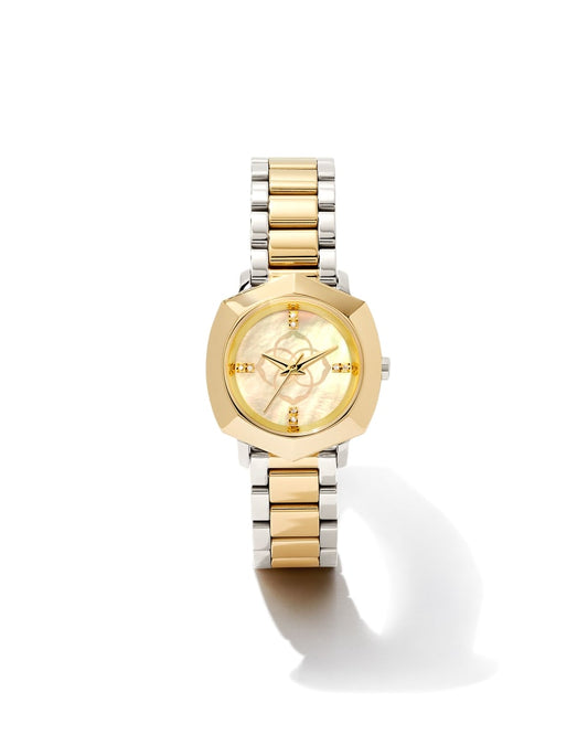 Dira Two Tone Stainless Steel 28mm Watch in Ivory Mother-of-Pearl 9608802823